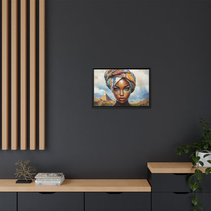 Between Pyramids and Peaks,Framed Matte Canvas Art, African Woman Decor, Unique Wall Art, Boho Home Decor, Gift for Culture Enthusiasts