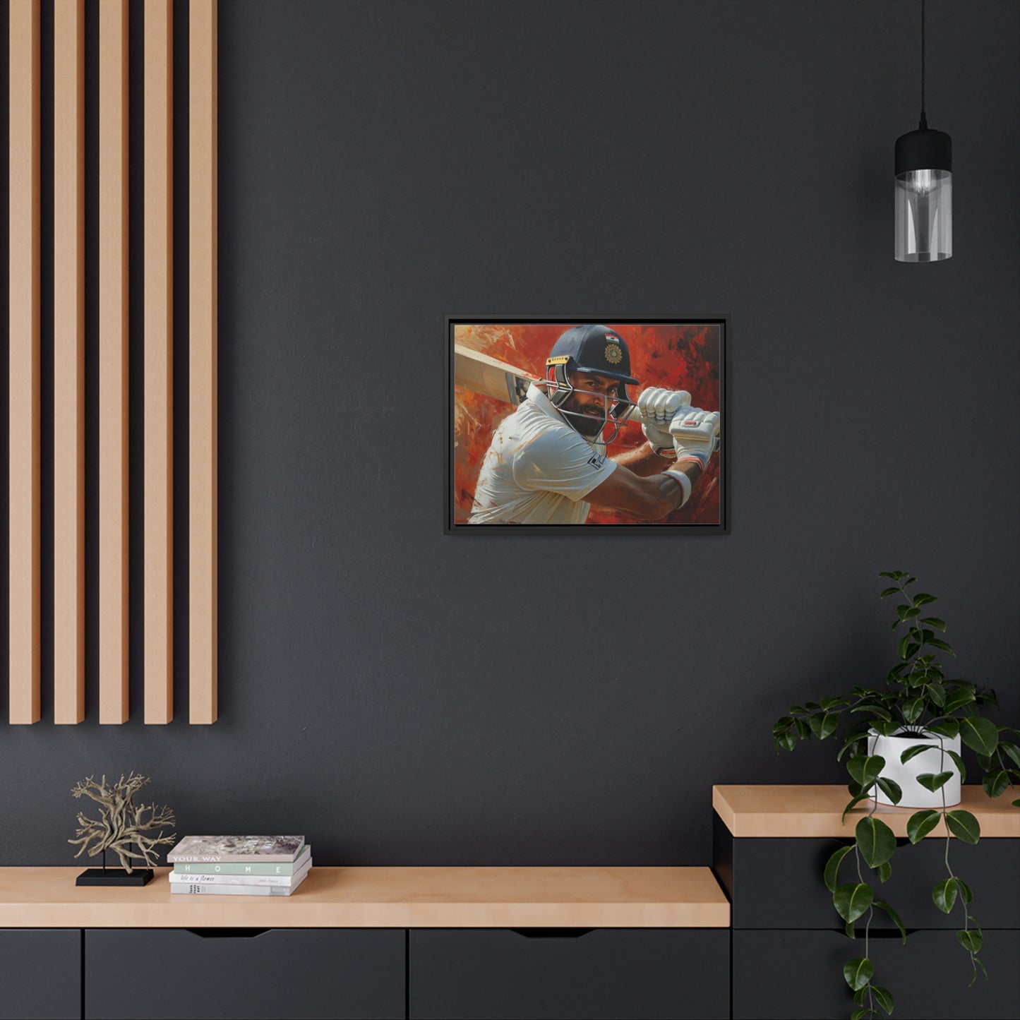 Abrstract Virat Kohli | Matte Canvas | Black Frame | Cricket canvas