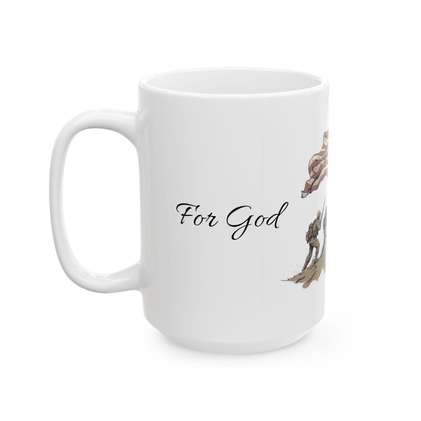For God and Country, Patriotic Ceramic Mug, Military Pride Mug, 4th of July Gift, Veteran Appreciation Gift, Coffee Mug for Heroes
