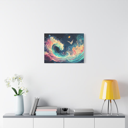 Cosmic Wave, Colorful Ocean Wave Canvas Art, Abstract Wall Decor for Home, Ethereal Landscape, Gift for Art Lovers, Bohemian Decor