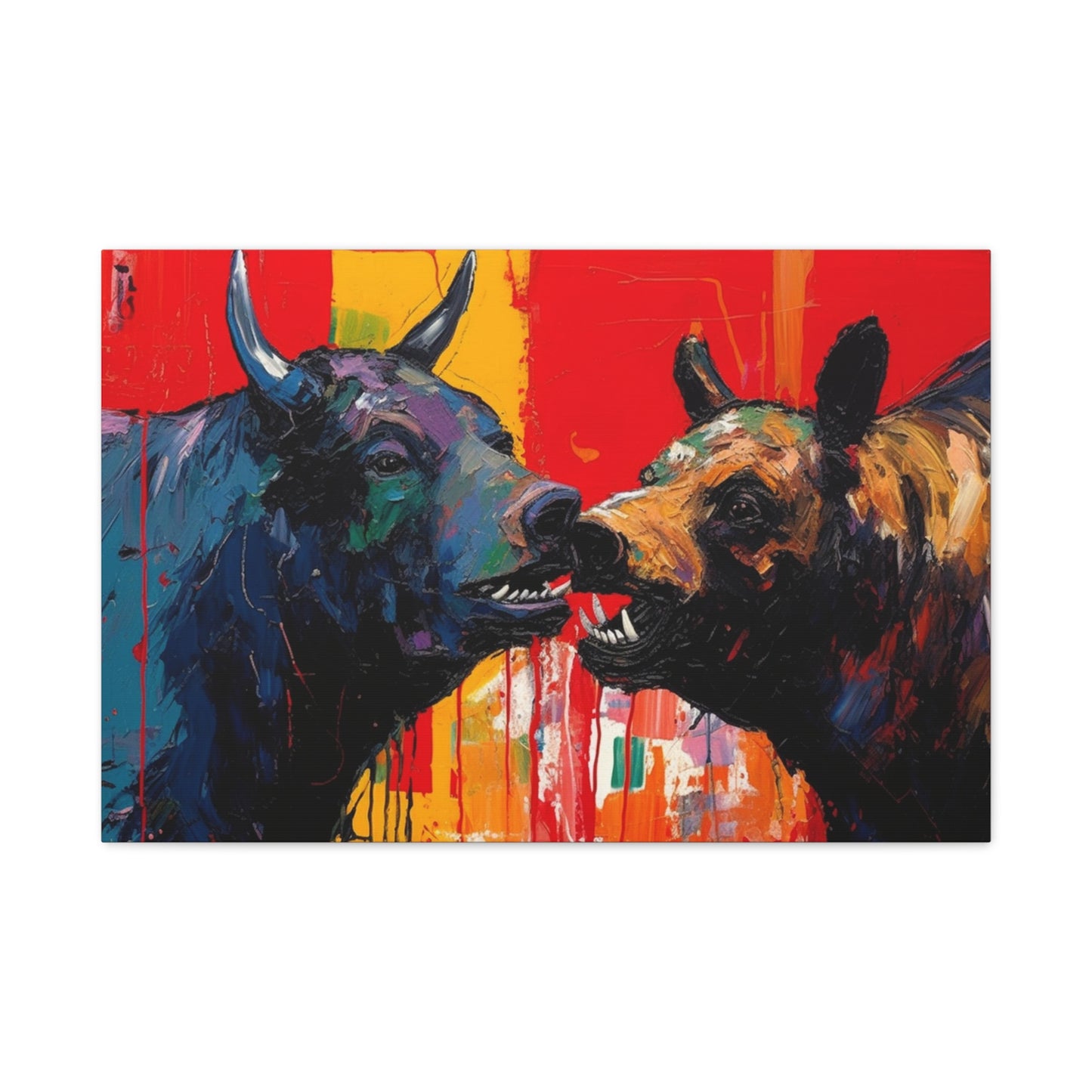Bulls vs Bears-Matte Canvas, Stretched, 1.25"