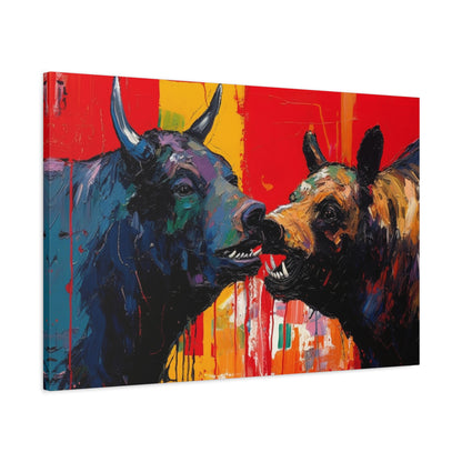 Bulls vs Bears-Matte Canvas, Stretched, 1.25"