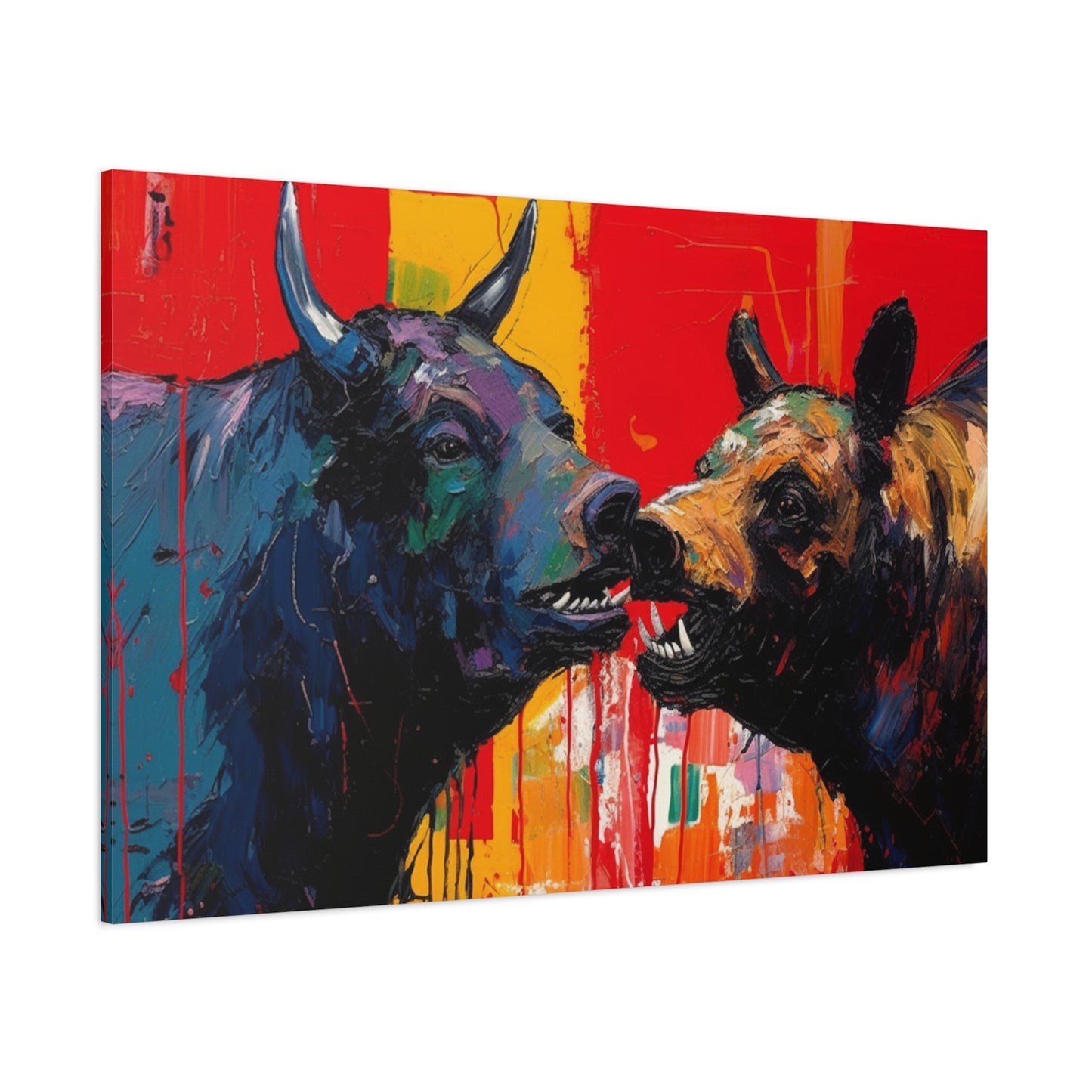 Bulls vs Bears-Matte Canvas, Stretched, 1.25"