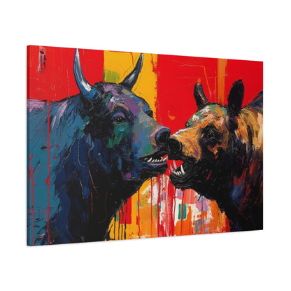 Bulls vs Bears-Matte Canvas, Stretched, 1.25"