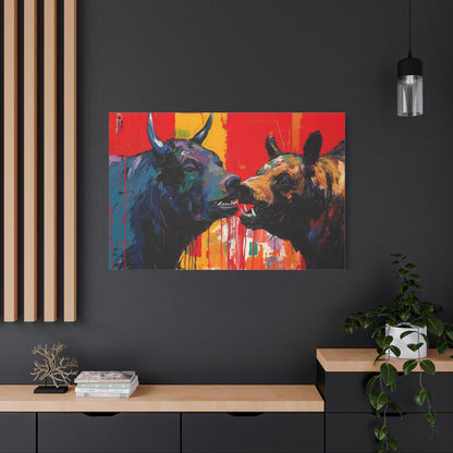 Bulls vs Bears-Matte Canvas, Stretched, 1.25"