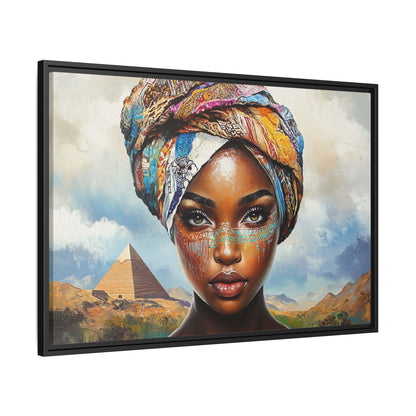 Between Pyramids and Peaks,Framed Matte Canvas Art, African Woman Decor, Unique Wall Art, Boho Home Decor, Gift for Culture Enthusiasts