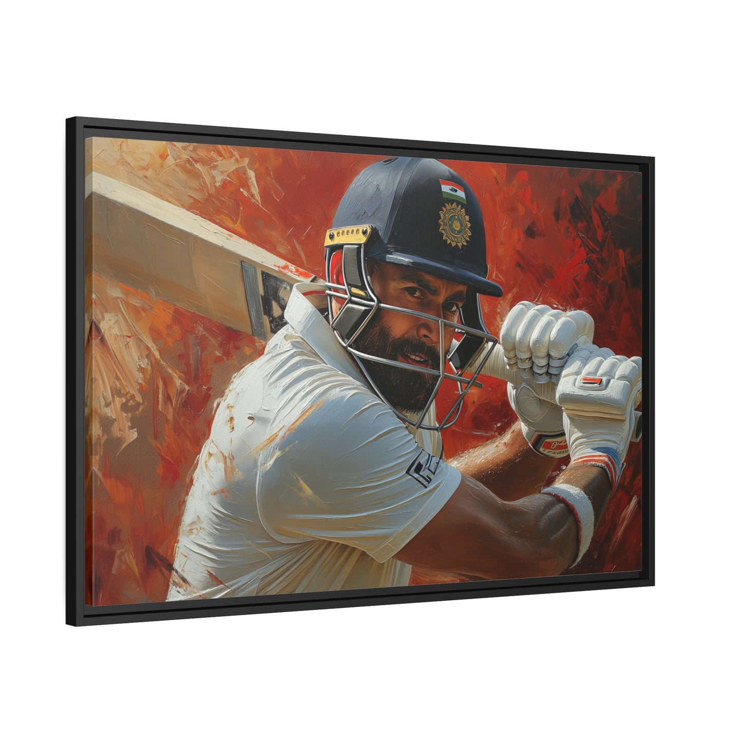Abrstract Virat Kohli | Matte Canvas | Black Frame | Cricket canvas