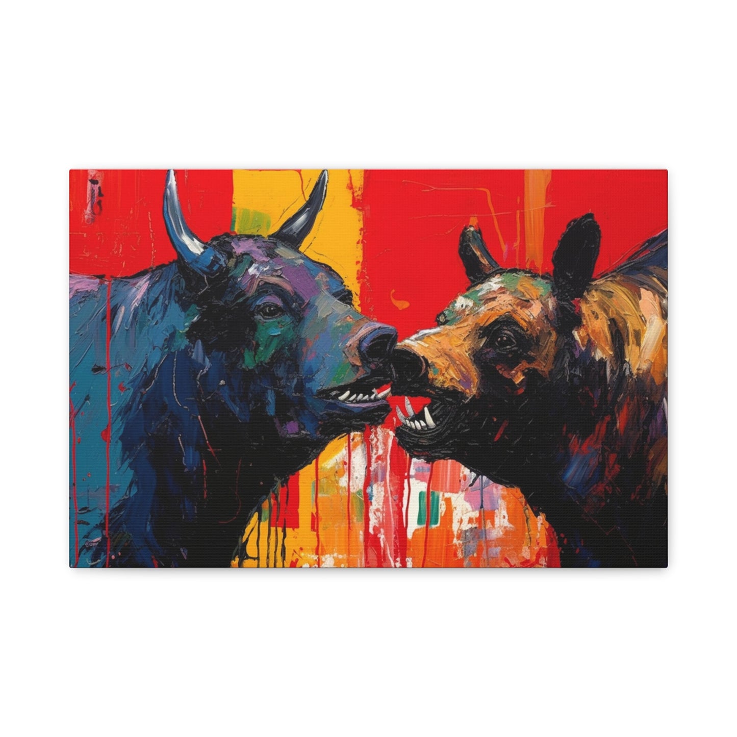 Bulls vs Bears-Matte Canvas, Stretched, 1.25"