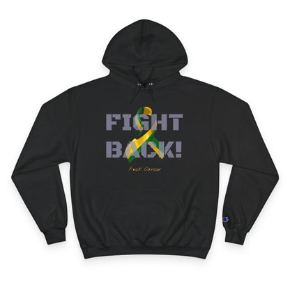 Champion branded, "Fight Back!"  Vernett Rose Memorial Hoodie | Cancer Awareness Ribbon Pullover
