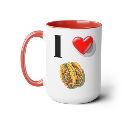 I Love Tacos-Two-Tone Coffee Mugs, 15oz