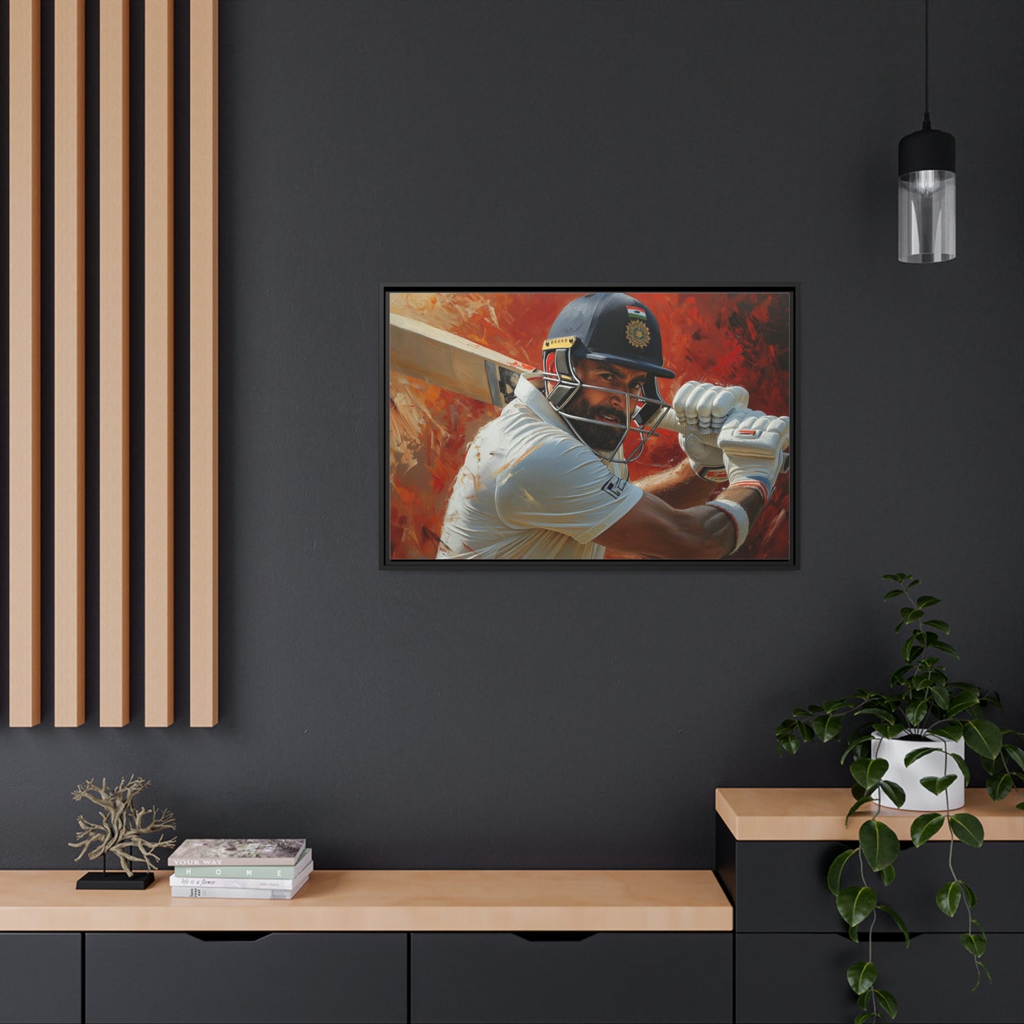Abrstract Virat Kohli | Matte Canvas | Black Frame | Cricket canvas
