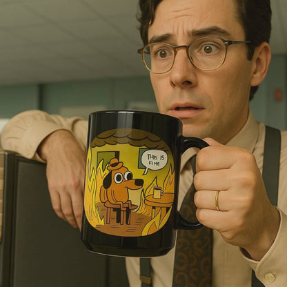 It's ok | Everything is ok| This is fine | I'm fine | Black Mug, 15oz